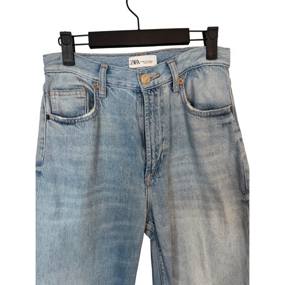2/$30 ZARA Size 4 Light Blue Denim Jeans Frayed Hem - Picture 7 of 16